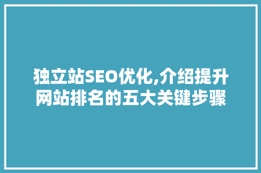 独立站SEO优化,介绍提升网站排名的五大关键步骤 AI技术学习