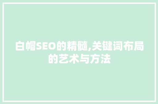 白帽SEO的精髓,关键词布局的艺术与方法