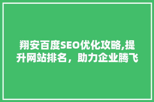 翔安百度SEO优化攻略,提升网站排名，助力企业腾飞