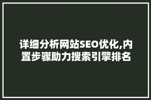 详细分析网站SEO优化,内置步骤助力搜索引擎排名