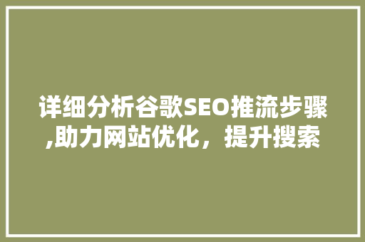 详细分析谷歌SEO推流步骤,助力网站优化，提升搜索引擎排名