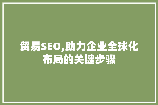 贸易SEO,助力企业全球化布局的关键步骤