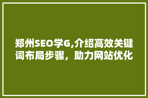 郑州SEO学G,介绍高效关键词布局步骤，助力网站优化