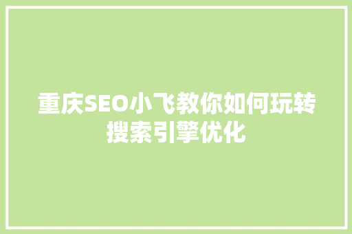 重庆SEO小飞教你如何玩转搜索引擎优化