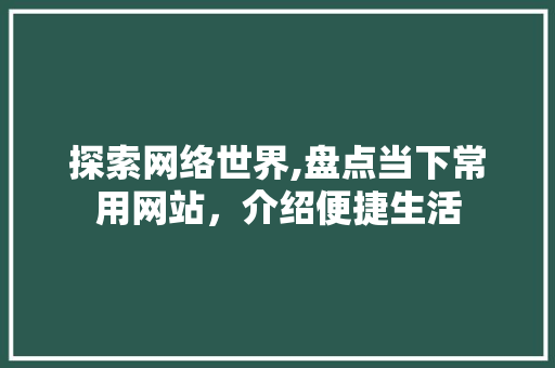 探索网络世界,盘点当下常用网站，介绍便捷生活 探索网络世界,盘点当下常用网站，介绍便捷生活 百度算法