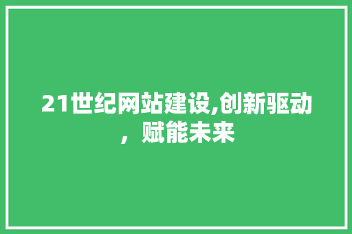 21世纪网站建设,创新驱动，赋能未来