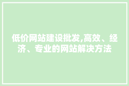 低价网站建设批发,高效、经济、专业的网站解决方法