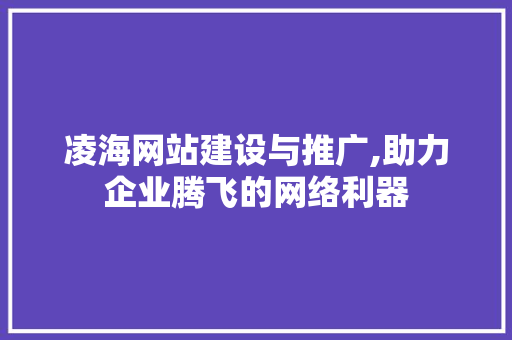 凌海网站建设与推广,助力企业腾飞的网络利器