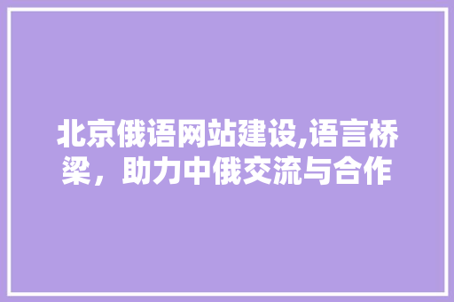 北京俄语网站建设,语言桥梁，助力中俄交流与合作 360搜优化