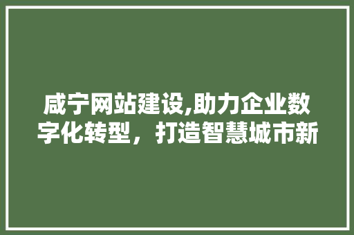 咸宁网站建设,助力企业数字化转型，打造智慧城市新名片