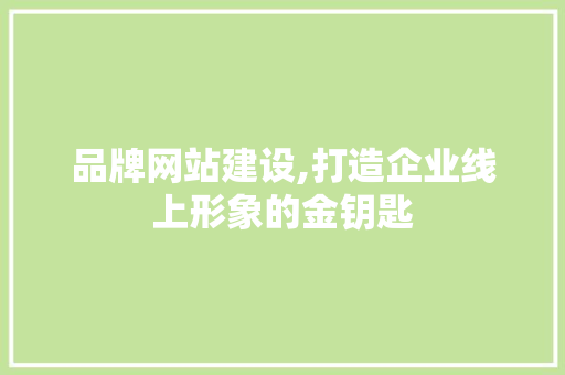 品牌网站建设,打造企业线上形象的金钥匙