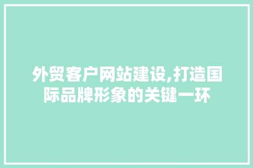 外贸客户网站建设,打造国际品牌形象的关键一环