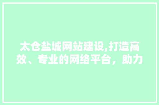 太仓盐城网站建设,打造高效、专业的网络平台，助力企业发展