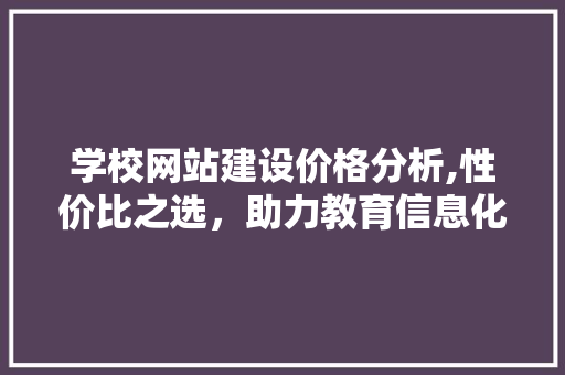 学校网站建设价格分析,性价比之选，助力教育信息化发展