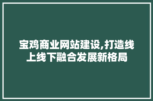 宝鸡商业网站建设,打造线上线下融合发展新格局