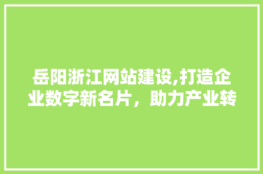 岳阳浙江网站建设,打造企业数字新名片，助力产业转型升级