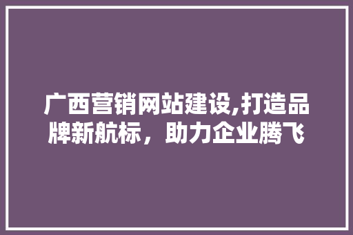 广西营销网站建设,打造品牌新航标，助力企业腾飞