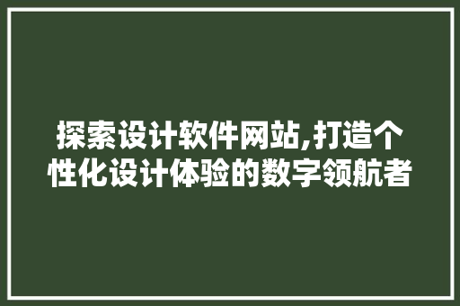 探索设计软件网站,打造个性化设计体验的数字领航者