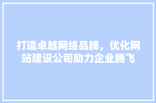 打造卓越网络品牌，优化网站建设公司助力企业腾飞
