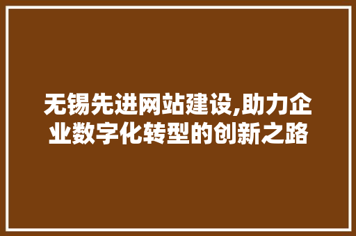 无锡先进网站建设,助力企业数字化转型的创新之路 英文谷歌算法