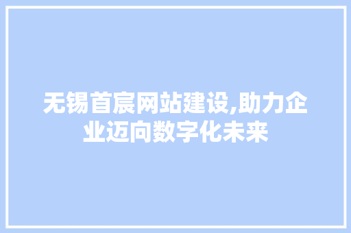无锡首宸网站建设,助力企业迈向数字化未来