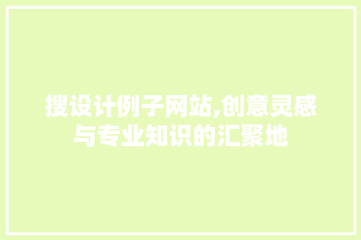 搜设计例子网站,创意灵感与专业知识的汇聚地