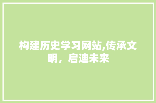构建历史学习网站,传承文明，启迪未来