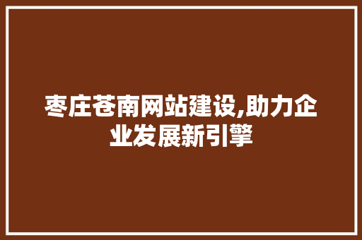 枣庄苍南网站建设,助力企业发展新引擎
