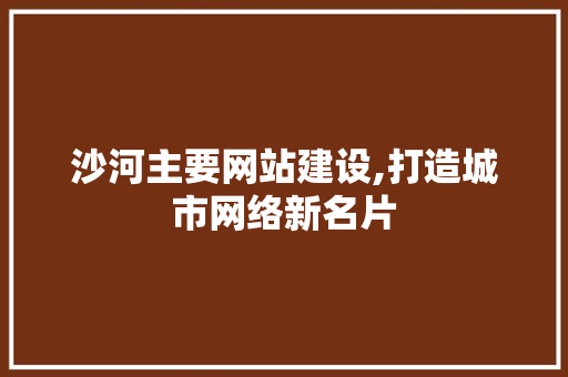 沙河主要网站建设,打造城市网络新名片