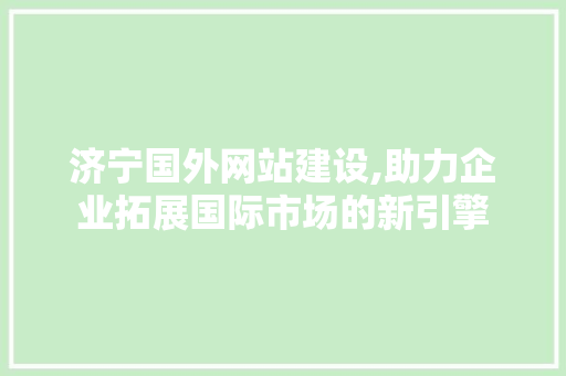 济宁国外网站建设,助力企业拓展国际市场的新引擎