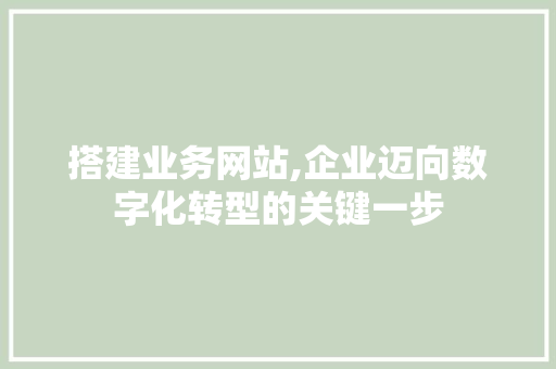 搭建业务网站,企业迈向数字化转型的关键一步 搭建业务网站,企业迈向数字化转型的关键一步 网站优化