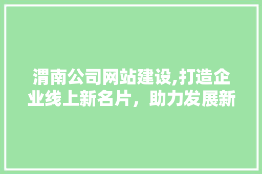 渭南公司网站建设,打造企业线上新名片，助力发展新篇章