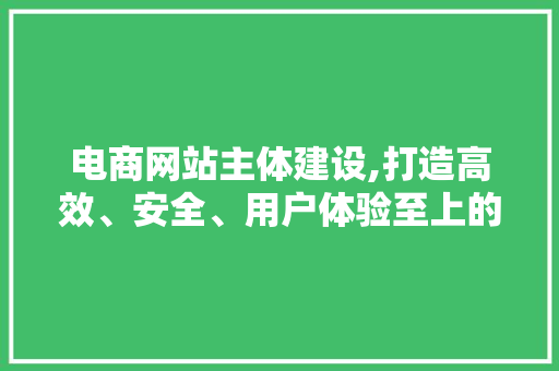 电商网站主体建设,打造高效、安全、用户体验至上的购物平台