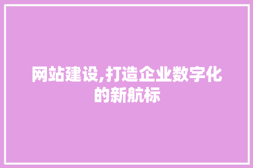 网站建设,打造企业数字化的新航标 网站优化