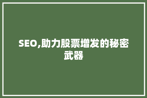 SEO,助力股票增发的秘密武器