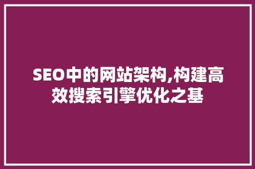 SEO中的网站架构,构建高效搜索引擎优化之基 网站优化