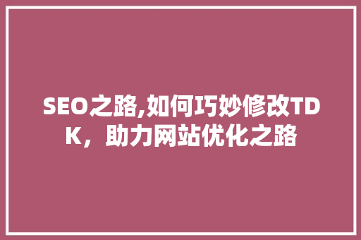 SEO之路,如何巧妙修改TDK，助力网站优化之路 百度算法