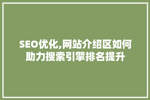 SEO优化,网站介绍区如何助力搜索引擎排名提升