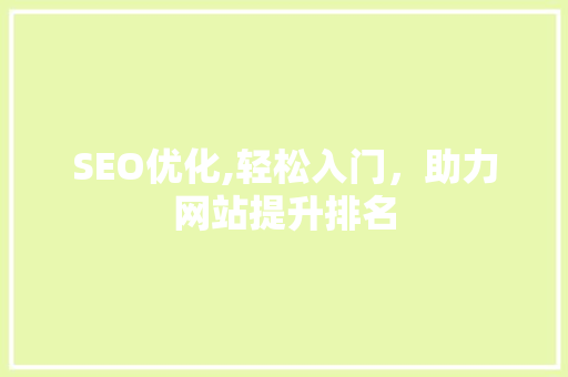 SEO优化,轻松入门，助力网站提升排名 网站开发