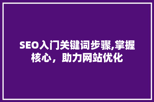 SEO入门关键词步骤,掌握核心，助力网站优化 360搜优化