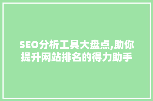SEO分析工具大盘点,助你提升网站排名的得力助手 网站开发