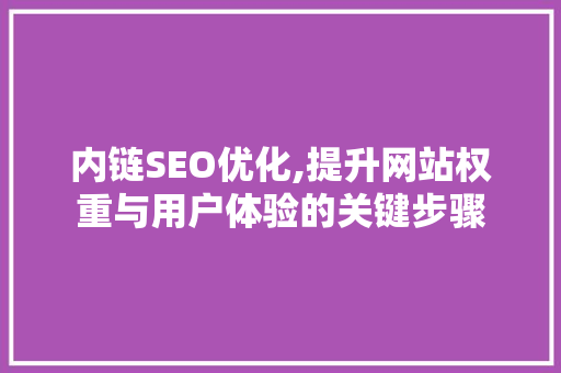 内链SEO优化,提升网站权重与用户体验的关键步骤