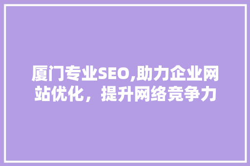 厦门专业SEO,助力企业网站优化，提升网络竞争力