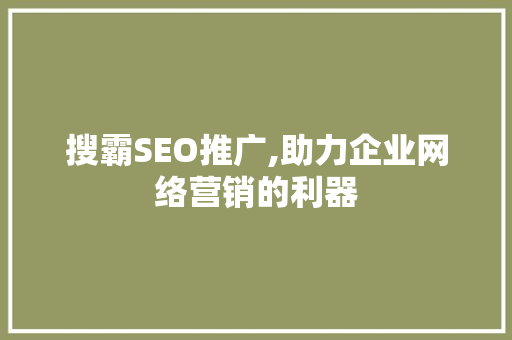 搜霸SEO推广,助力企业网络营销的利器
