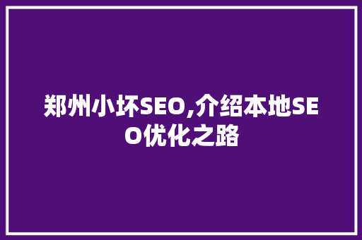 郑州小坏SEO,介绍本地SEO优化之路