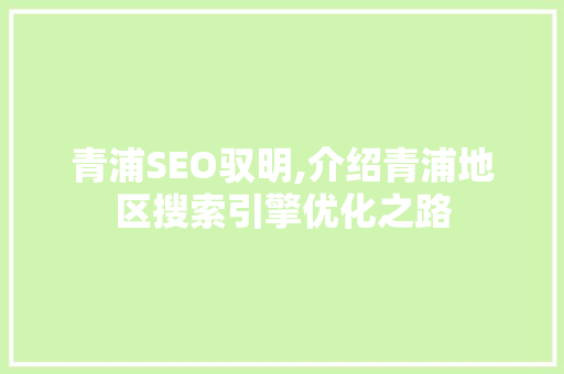 青浦SEO驭明,介绍青浦地区搜索引擎优化之路