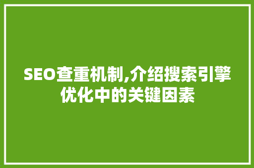 SEO查重机制,介绍搜索引擎优化中的关键因素