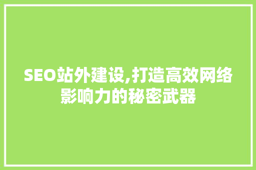 SEO站外建设,打造高效网络影响力的秘密武器