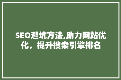 SEO避坑方法,助力网站优化，提升搜索引擎排名