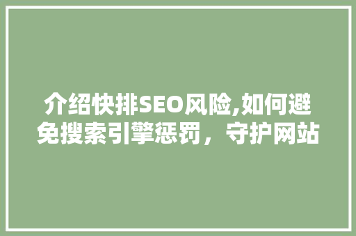介绍快排SEO风险,如何避免搜索引擎惩罚，守护网站排名